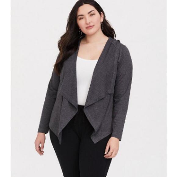 Torrid Medium / Large Cardigan Hoodie Sweatshirt Open Hooded Heather Gray (00) - Picture 2 of 13